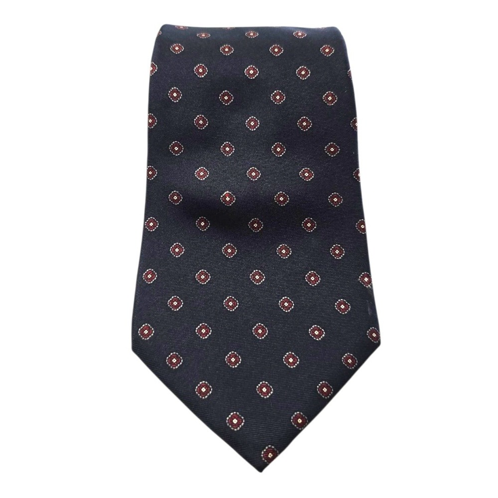 Christian Dior Vintage Italian Silk Navy Medallion Print Tie